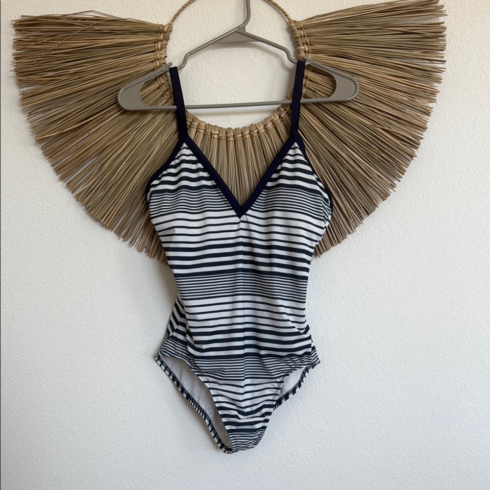 Nautica Black and White Halter One Piece Swimsuit